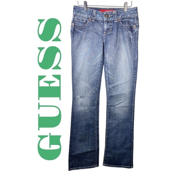 GUESS VINTAGE Y2K DAREDEVIL BOOTCUT FLARE JEANS LOW RISE, SIZE 27 - Picture 3 of 15
